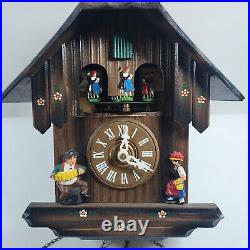 Vintage Black Forest Edelweiss Swiss Musical Cuckoo Clock For Parts or Repair