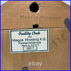 Vintage Black Forest German Cuckoo Clock Hagos Hrastnig KG Wood Hand Carved