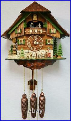 Vintage Black Forest Weight Driven Musical Automaton 8 Day Cuckoo Wall Clock