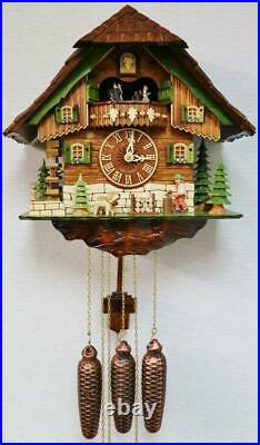 Vintage Black Forest Weight Driven Musical Automaton 8 Day Cuckoo Wall Clock