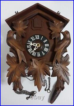 Vintage Black Forest Wood Cuckoo Clock Birds Mfg Co. West Germany For Parts