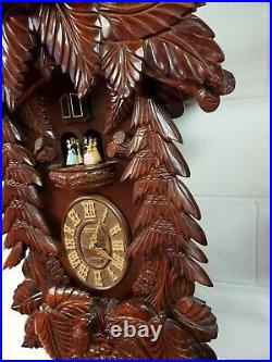 Vintage Coo Coo Alpine Wood Ornate Mahogany Clock Quartz Wall Clock Amazing Lot