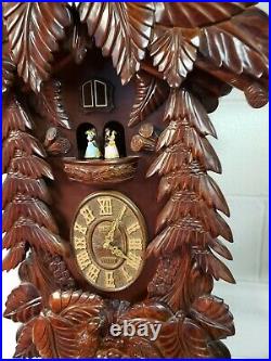 Vintage Coo Coo Alpine Wood Ornate Mahogany Clock Quartz Wall Clock Amazing Lot