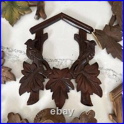 Vintage Cuckoo Clock Lot Wood Bird Leaf Frame Decorative Germany FOR PARTS ONLY