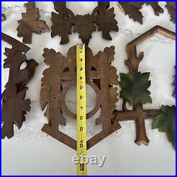 Vintage Cuckoo Clock Lot Wood Bird Leaf Frame Decorative Germany FOR PARTS ONLY