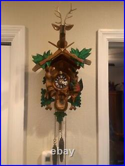 Vintage Deer Cuckoo Clock Cleaned And Serviced Works