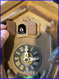 Vintage E Schmeckenbecher One Day Two Door Musical Cuckoo Clock Works Needs TLC
