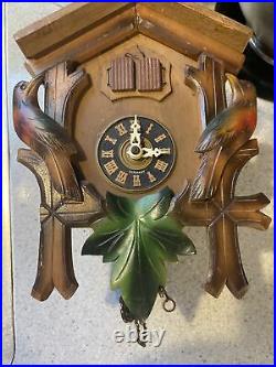 Vintage E Schmeckenbecher One Day Two Door Musical Cuckoo Clock Works Needs TLC