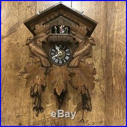 Vintage German 8 Dancers Chalet Carved Wood Cuckoo Clock Germany
