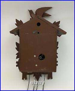 Vintage German Black Forest Carved Birds Quail Cuckoo Clock