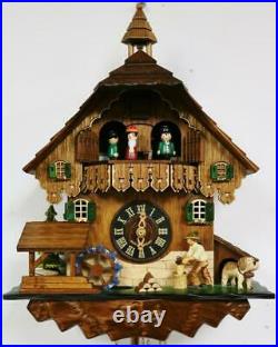 Vintage German Black Forest Weight Driven Musical Automaton Cuckoo Wall Clock