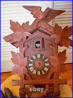 Vintage German Black Forest Wood Cuckoo Clock Non-working For Repair Or Parts