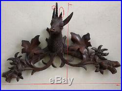 Vintage German Black Forest cuckoo clock carved wooden topper deer buck head