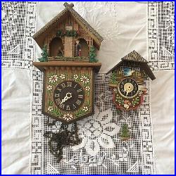 Vintage German Cuckoo Clocks For Parts or Repair made in West Germany