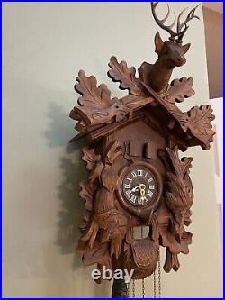 Vintage Germany Black Forest Hunter Style Cuckoo Clock, Working