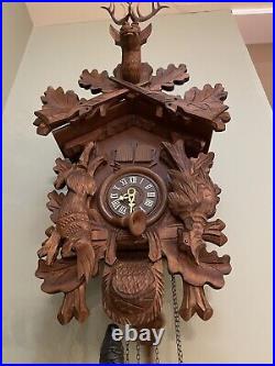 Vintage Germany Black Forest Hunter Style Cuckoo Clock, Working