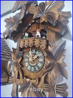 Vintage Germany Black Forest Strike Cuckoo Clock, Swiss Musical, 3 Weight Driven