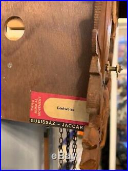 Vintage Gueissaz Jaccard Cuckoo Clock Swiss Musical Movement Edelweiss