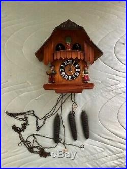 Vintage Hand Made Wooden Regula Musical Dancers Wheel Cuckoo Clock Germany