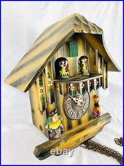 Vintage Hand Painted German Black Forest Wooden Musical Cuckoo Clock Untested