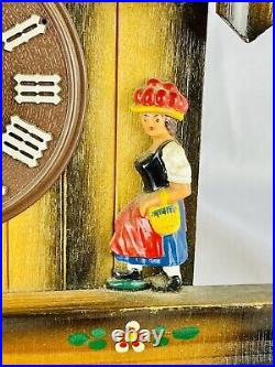 Vintage Hand Painted German Black Forest Wooden Musical Cuckoo Clock Untested
