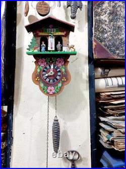 Vintage Handmade German Miniature Wooden Cuckoo Clock Air Thermometer Working