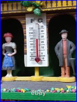 Vintage Handmade German Miniature Wooden Cuckoo clock Air Thermometer Working