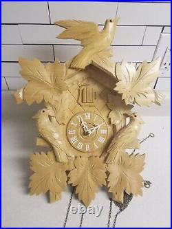 Vintage Hubert Herr German Cuckoo Clock Black Forest Hand carved (Pecan wood)