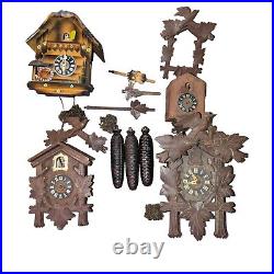 Vintage Lot of 4 Cuckoo Clocks For PARTS or REPAIR Made In West Germany