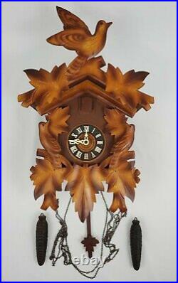 Vintage Regula West Germany Cuckoo Clock Black Forest 19 1/2 Tall