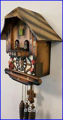 Vintage Schmeckenbecher Musical Animated Cuckoo Clock Dancers 30 Hr Working