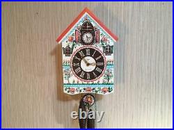 Vintage USSR Mayak Wall Hanging Author's Painting Mechanical Cuckoo Clock Fight