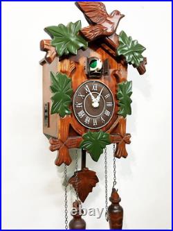 Vintage Wall Clock Handcrafted Wood Cuckoo Clock. 13X9.5 In