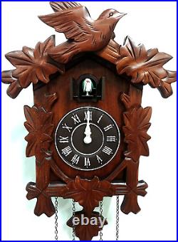 Vintage Wall Clock Handcrafted Wood Cuckoo Clock-N. Dim. 13X9.5 In