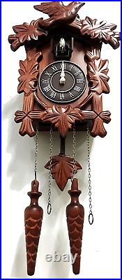 Vintage Wall Clock Handcrafted Wood Cuckoo Clock-N. Dim. 13X9.5 In