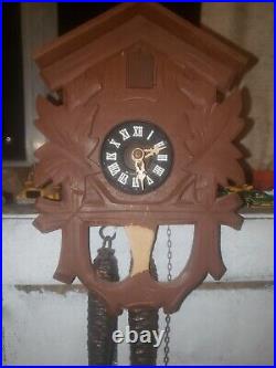 Vintage West German Cuckoo Clock Original Black Forrest Hand-Carved