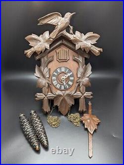 Vintage Wood Cuckoo Clock Black Forest Made In Germany Needs Serviced