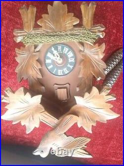 Vintage Wood Wooden Cuckoo Clock Germany Just Serviced Excellent Condition