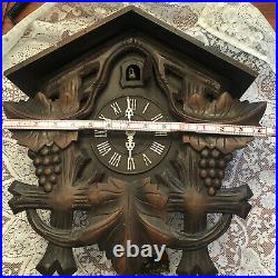 Vintage X-Large Dark Wood Grapes Leaves Cuckoo Clock Made in Brazil 1991 Parts