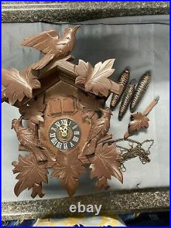 Vintage wood wooden cuckoo clock germany german black forest