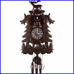 Vivid Large Deer Handcrafted Wood Cuckoo Clock with 4 Dancers Dancing with