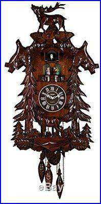 Vivid Large Deer Handcrafted Wood Cuckoo Clock with 4 Dancers Dancing with