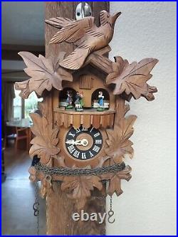 Vtg 1 Day Cuckoo music Clock Germany withSwiss movement just lubricated & Works