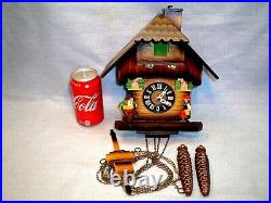 Vtg German Cuckoo Clock With Pop-up And Down Chimney Cleaner Sweep Man