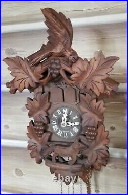 Vtg Germany Black Forest Cuckoo 3 weight Clock Swiss Musical Dog Coyote WORKS