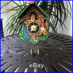 Vtg Snow White Seven Dwarves Cuckoo Clock Germany Painted Wood 40s DOES NOT WORK