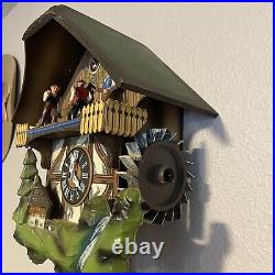 WORKING Vintage Sawmill Cuckoo Clock West Germany Black Forest missing logs READ