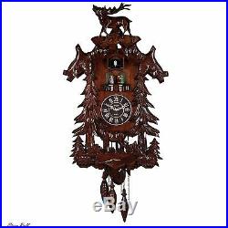Wall Clock Deer Dancers and Crafted Wood Antique Modern Home Decor Music New