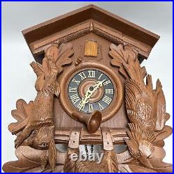 West German Black Forest. Wood Hunter 8 Day Cuckoo Clock not working rabbit