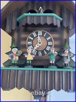 West German SCHMECKENBECHER German Swiss Chalet Cuckoo Clock Dancers & Band